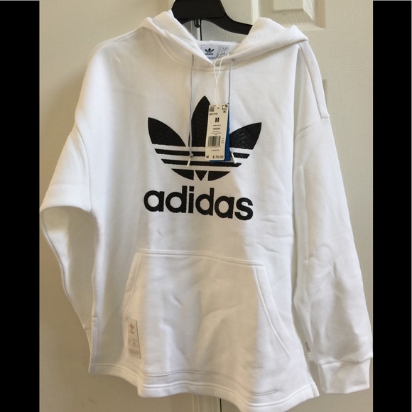 New adidas trefoil big logo white hoodie loose fit - Picture 8 of 8